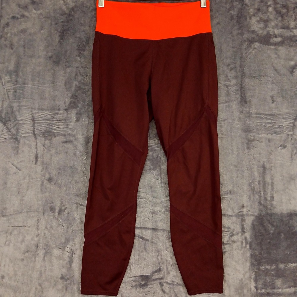 Athleta Tenacity 7/8 Tight Leggings Womens Medium Burgundy Orange Pockets‎ Gym